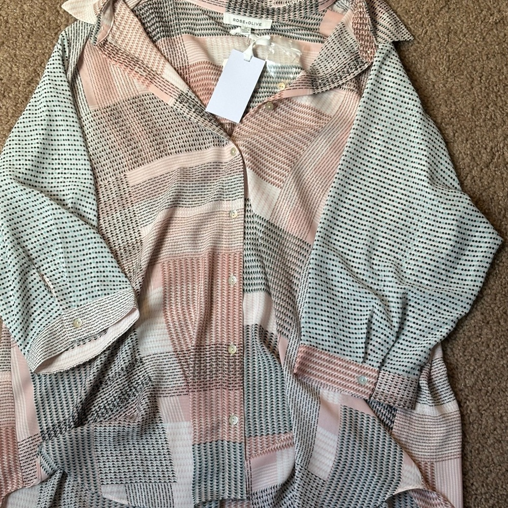 Torrid Button-Up Blouse in Pastel Plaid